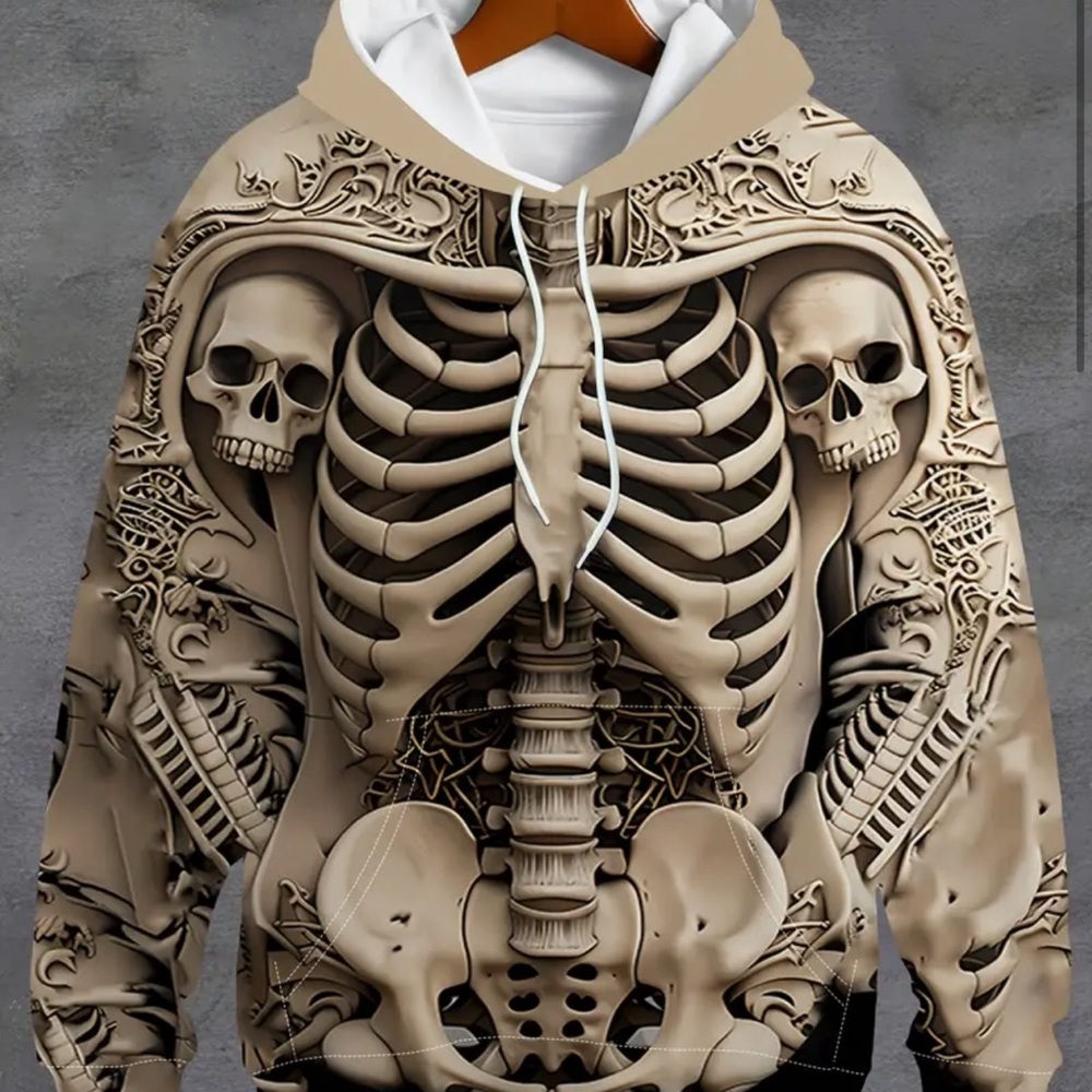 Clothes,dress,3D Skeleton Skull Print Hoodie for Men Polyester Material, - Picture 1 of 5